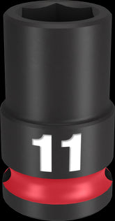 Milwaukee SHOCKWAVE Impact Duty Series 49-66-6135 Shallow Impact Socket, 11 mm Socket, 3/8 in Drive, Square Drive